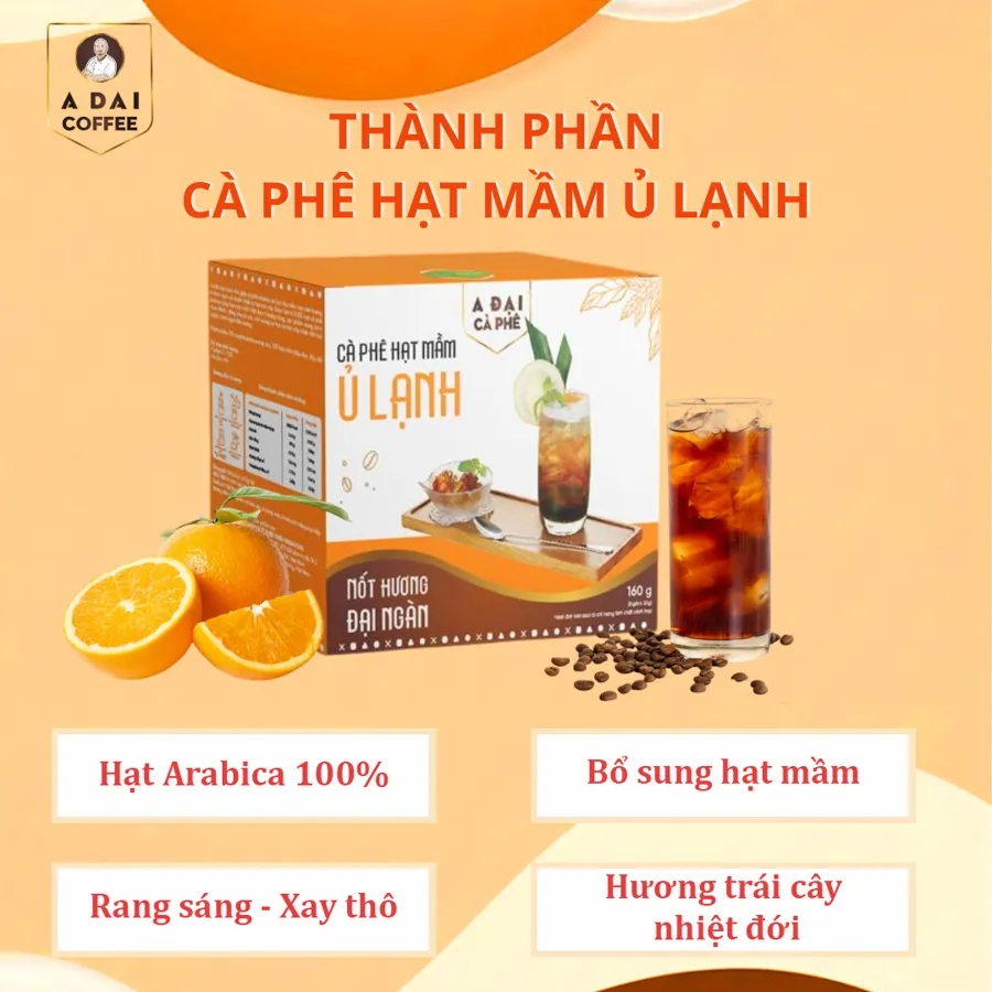 Cà Phê Hạt Mầm Ủ Lạnh Hộp 8 gói Kèm Bình Ủ - ảnh 4