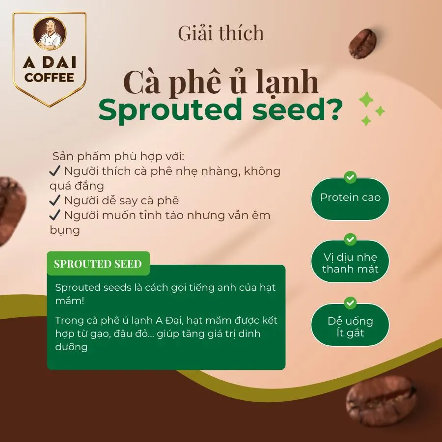 Cà Phê Hạt Mầm Ủ Lạnh Hộp 8 gói Kèm Bình Ủ - ảnh 5