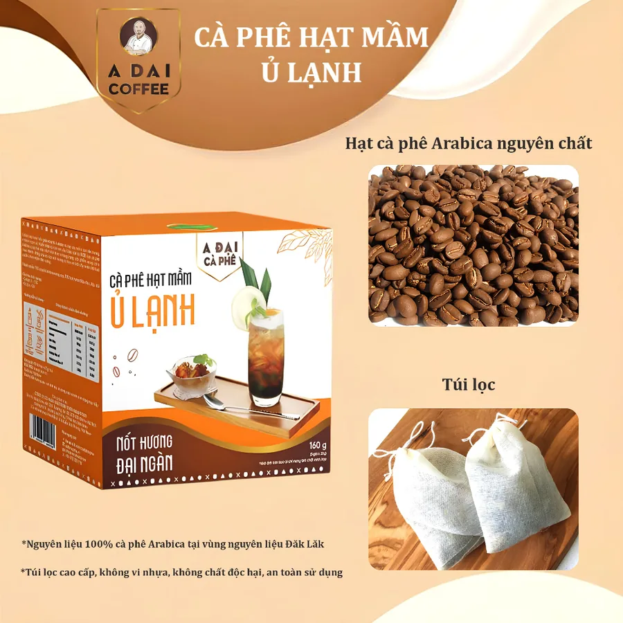 Cà phê hạt mầm ủ lạnh (hộp 8 gói) - ảnh 3