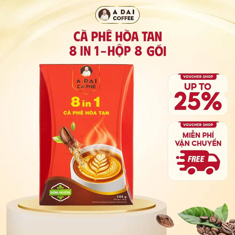Cà phê hòa tan 8in1 (hộp 8 gói) - A Đại