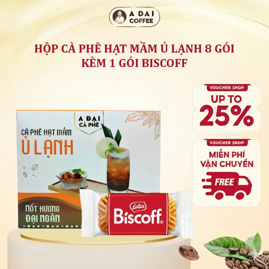 Cà phê hạt mầm ủ lạnh (hộp 8 gói, tặng 1 gói bánh Biscoff) - ảnh 6
